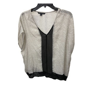 Zac & Rachel M Beige Black Blouse Top Women's Clothing